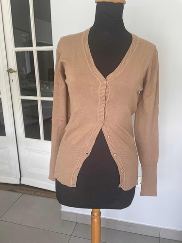 Saquito Cardigan De Hilo Y Lycra Camel Portsaid Mujer T 42