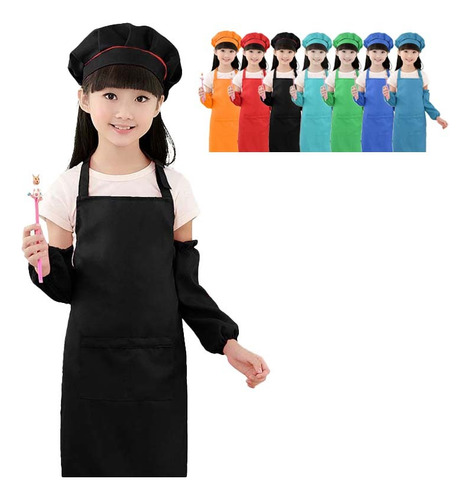 3pzs Disfraz Chef Máster Niños Cocinero Gorro Para Niño Niñacon Gorro Y 1 Par De Mangas Y Mandil Para Niña Primavera Cocinero Toys Niños Niñas