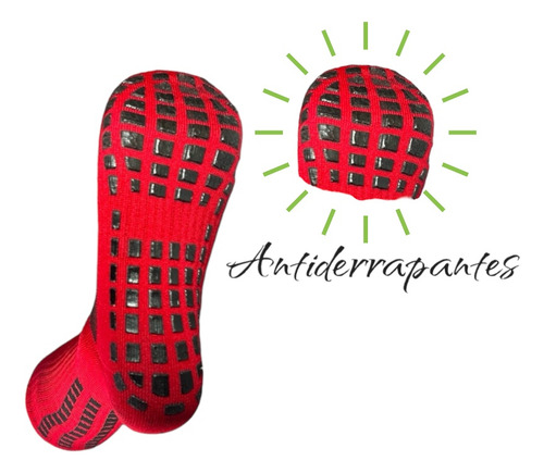 Calceta Roja Deportiva Unisex Con Antiderrapante, Algodón