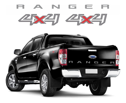 Kit Adesivo Compatível Ranger 4x4 2017 Cam. Preta F636 Cor Grafite