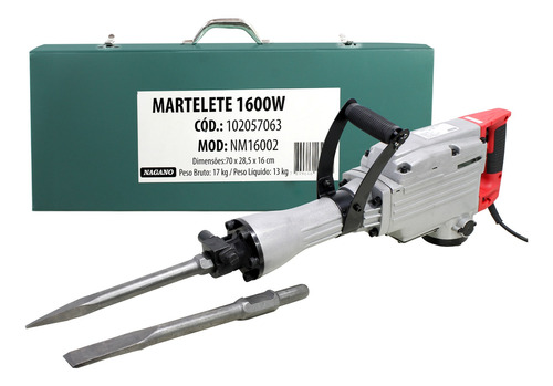 Martelete Rompedor Demolidor 45j 1600w Com Maleta 220V