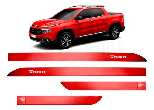 Jogo De Friso Lateral Porta Fiat Toro 2019 Vermelho Colorado