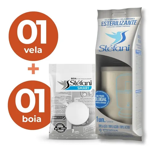 Kit 1 Vela Filtro Barro Tripla Ação + 1 Boia Stefani