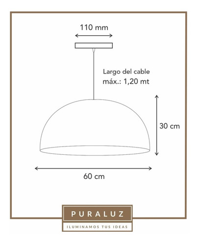 Colgante Campana Aluminio 60 Cm Media Esfera Grande Deco Pro
