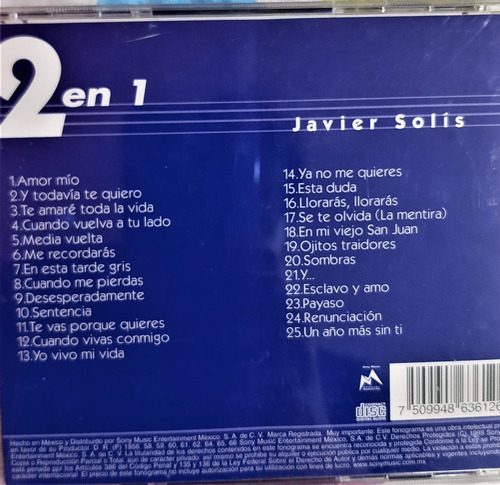 Cd Javier Solis 2 En 1 (Usado)