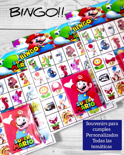 Souvenirs Mario Bros Bingo Personali Todas Las Temática X10 