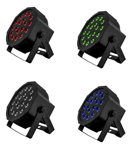 4 Cañon Par Led 18x3 W Audio Rítmico Multicolor Rgb Fiestas