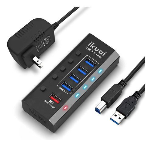 Hub Usb 3.0 Alimentado, Divisor De Puerto Usb Múltiple De 5 