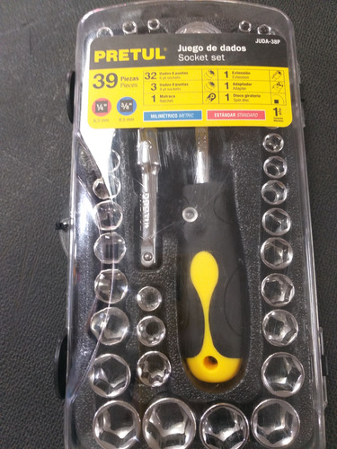 Juego De Dados Socket Set Marca Pretul 39pzas Con Cuadrante 