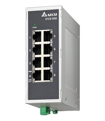 Switch Ethernet Delta 8 Puertos Voltaje De 12-48v Dvs-008i00