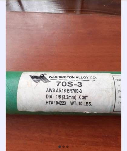 Varilla Para Soldar Tig Aporte Er70s-3 De 1/8