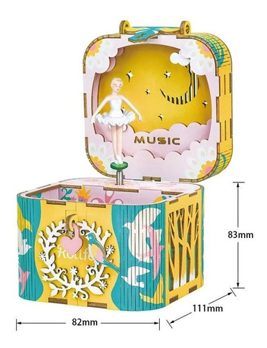 Caja Música Robotime Bailarina Armable Madera Bloques Niños