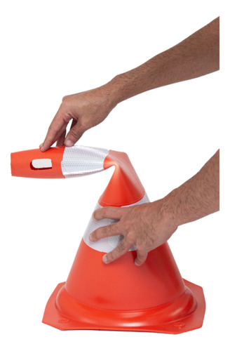 12 Cone Flexível Faixa Refletiva 75cm Segurança Sinalização