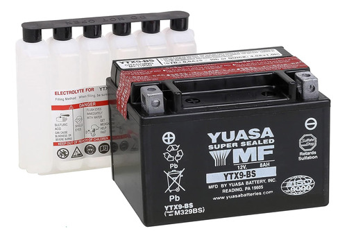 Yuasa Yuam329bs Ytx9-bs Batería Agm Sin Mantenimiento Con Pa