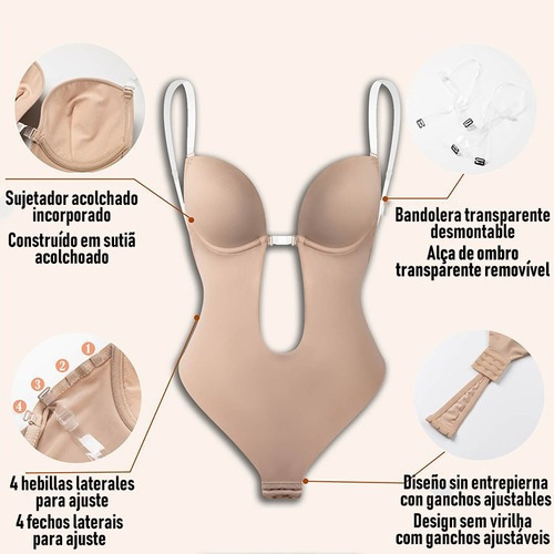 Body Moldeador De Espalda Con Cuello En V Deep U Shaper Back