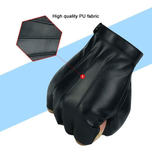 Nuevo 1 Par De Guantes De Medio Dedo De Cuero Pu For