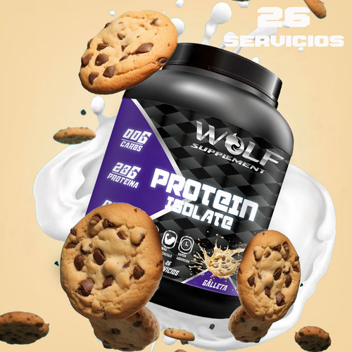 Proteína Whey Hs Hidrolizada Isolate Wolf 1kg 26 Servicios Galleta