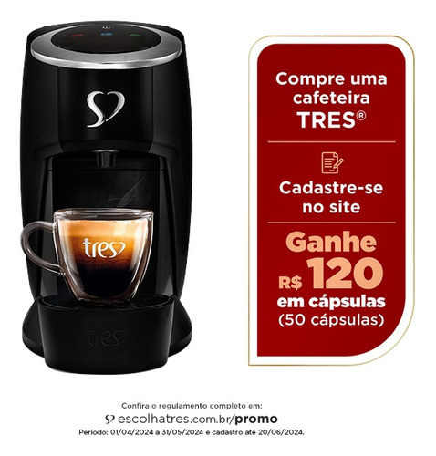 Cafeteira Tres Corações Touch Automática Preta-fosco 220v Cor Preto