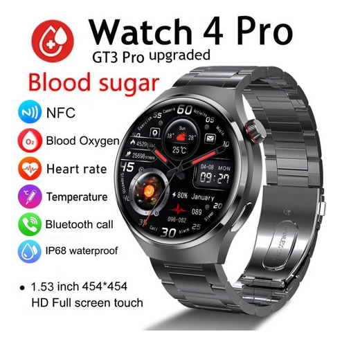 Smart Watch 4 Pro Glicose Monitoramento Reloj Inteligente