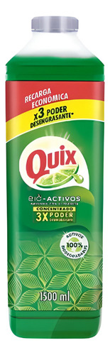 Lavaloza Concentrado Quix Bio Activos Limón Recarga 1.5 L X2