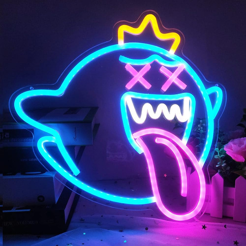 King Boo Neon Sign Ghost Led Neon Light Con Interruptor Regu