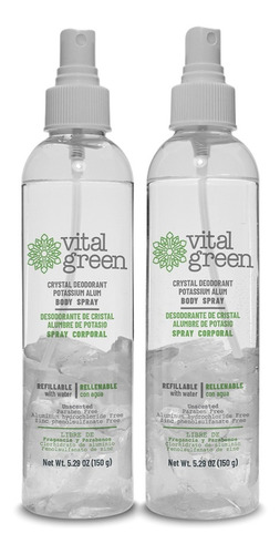 Vital Green Spray Desodorante Recargable Alumbre 150 G (2u)