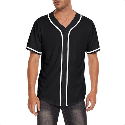 Playera Casual Uniforme De Béisbol Con Botones Para Hombre