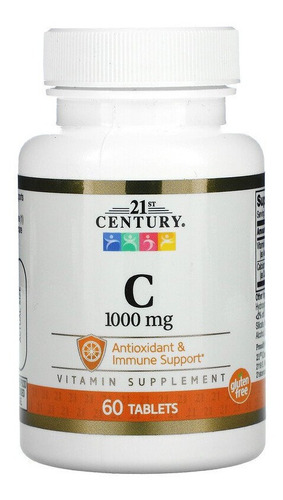 Vitamina C 1000mg 60tabs Imunidade 21st Century Antioxidante