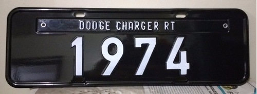 Placa Preta Decoração Dodge Charger Rt 1974