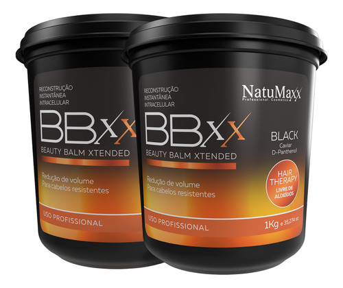 Kit 2 Bbxx Beauty Balm Xtended Black Therapy Natumaxx 1kg