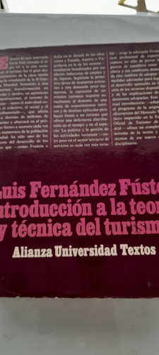 Introducción A Teoría Y Técnica Turismo De Fernandez Fuster