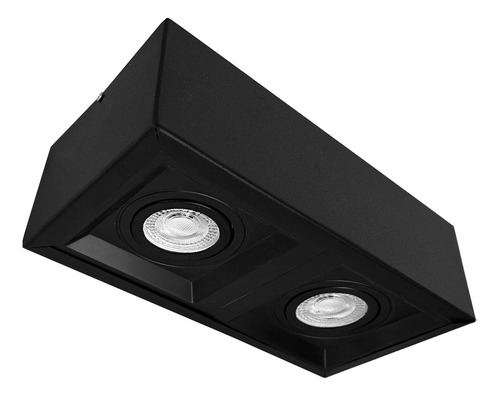 Spot Sobrepor Duplo Recuado De Teto Externo Fachada Megalux M2690dl Estrutura Preto 127/220v