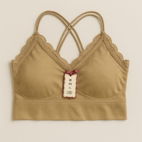 Top Corpiño Bralette Puntilla Taza Desmontable Mujer Comfy