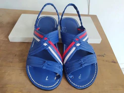 Huaraches Artsanales Hombre Tejidos Azul Franjas Sint tico