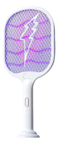 Raqueta Eléctrica Mata Moscas Y Mosquitos Recargable Luz Led Blanco