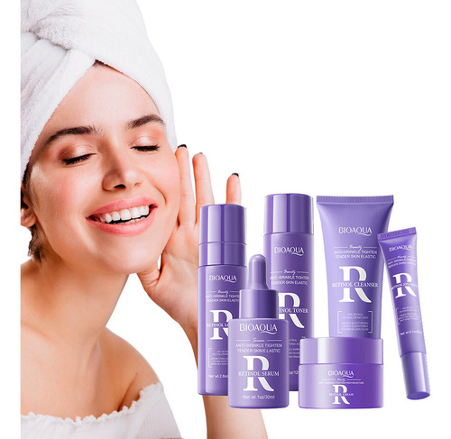 Set 6 Piezas Cremas Antiedad Y Antiarrugas Bioaqua Con Retinol Cuidado Facial Hidrata, Reafirma Y Reduce Líneas De Expresión