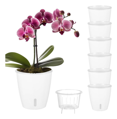 Paquete 6 Macetas Riego Automático 5 Con Indicador, Orquídea