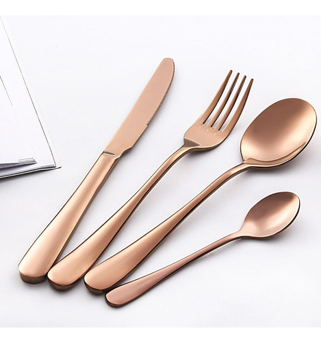 Juego Set De Cubiertos 24 Piezas Acero Inox - Varios Colores