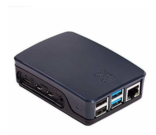 Funda Oficial Raspberry Pi Pi 4 - Negro / Gris, Rpi4-case-bg