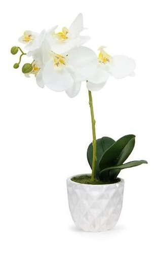 Arreglos De Orquídeas Artificiales De Seda Blanca Con Jarrón