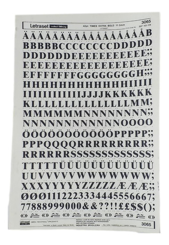 Letraset Decalque 25 X 38cm Letras Adesivas 11.3mm Altura