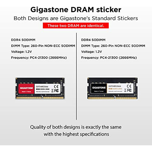 Ordenador Portátil Ram Gigastone De 8 Gb, Ddr4, 266 Mhz, Cl1