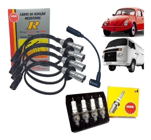 Kit Cabo + Velas Fusca Kombi 1600 C/ Pino Ngk St-v13