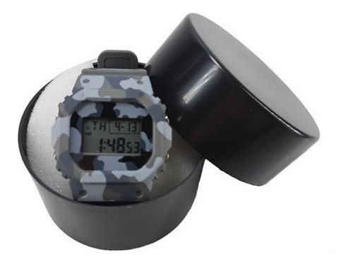Relógio Masculino Camuflado Cinza Exército Digital C/ Caixa