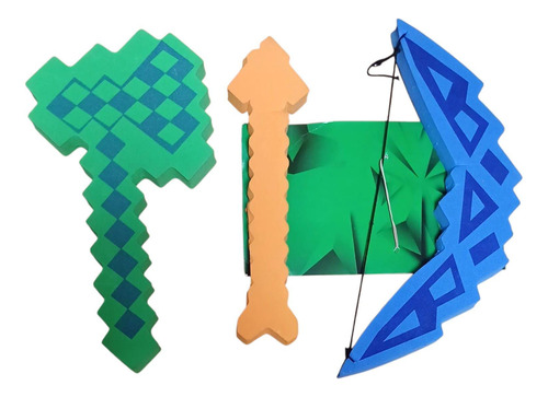 Combo Armas Minecraft Hacha Arco Y Flecha