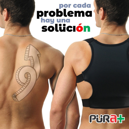 Imagen 2 de 8 de Corrector Postura Premium Italiano Talla S M Negro Pura+