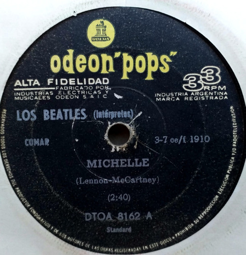 Beatles - Michelle / Hombre De... - Simple Vinilo Año 1966