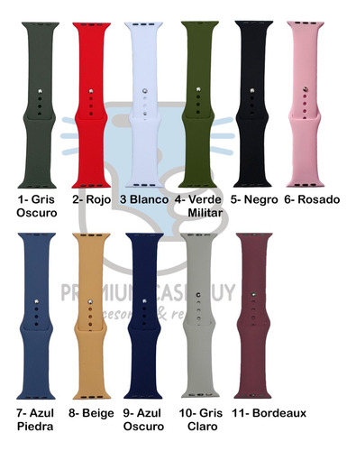 Imagen 6 de 8 de Malla Correa Para Apple Watch En Silicona 38 A 45 Mm