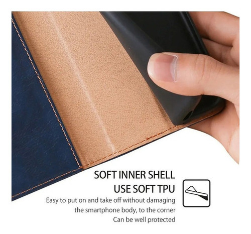 Funda protectora para iPhone, tipo cartera, color azul, iPhone 6plus