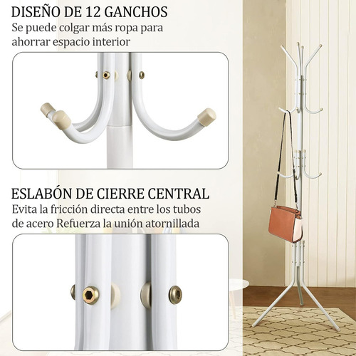 175cm Perchero De Metal Con 12 Ganchos Para Dormitorio